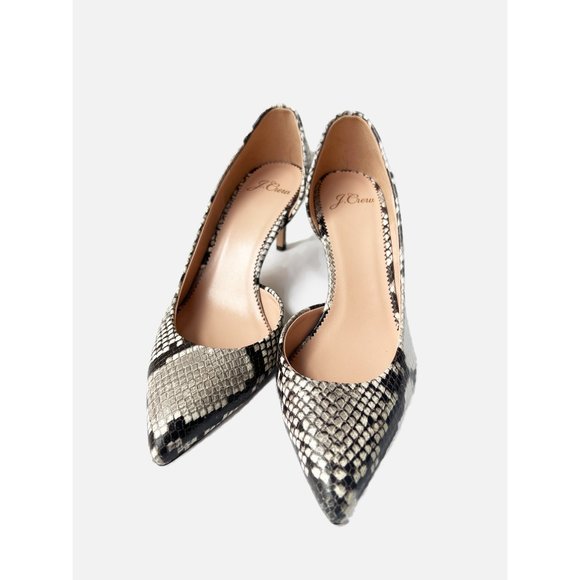 New J.Crew Lucie Pumps in Snake-embossed leather, Ivory/Black, size 6.5 - Picture 4 of 10